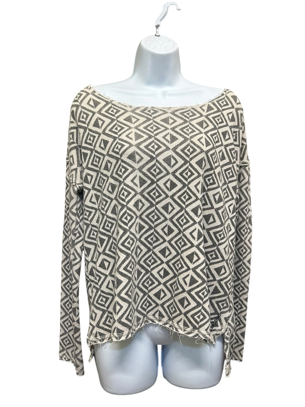 Billabong Black Off White Tribal Pattern Slouchy Sweatshirt Top Size L